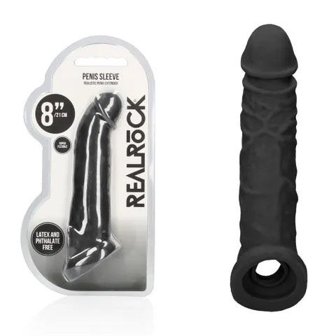 Shots Toys | REALROCK Realistic Penis Sleeve 8" - Black