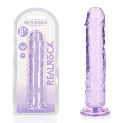 Shots Toys | REALROCK Crystal Clear 8" Straight Dildo No Balls - Purple