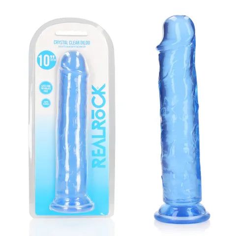 Shots Toys | REALROCK Crystal Clear 10" Straight Dildo No Balls - Blue