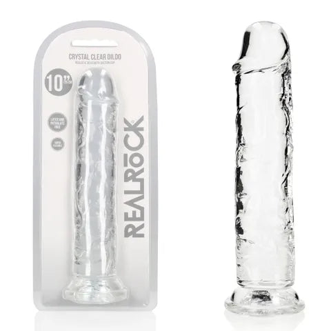 Shots Toys | REALROCK Crystal Clear 10" Straight Dildo No Balls - Translucent