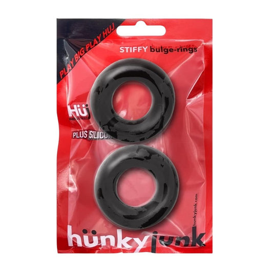 HunkyJunk Stiffy Bulge Rings No-Roll Cockrings Tar Ice - 2 Pack