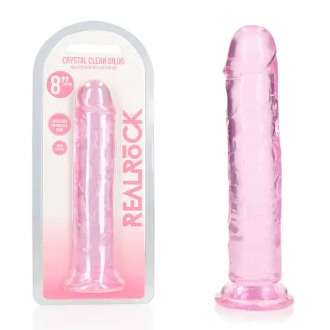 Shots Toys | REALROCK Crystal Clear 8" Straight Dildo No Balls - Pink