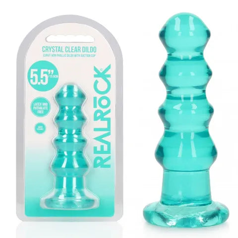 Shots Toys | REALROCK Crystal Clear 5.5" Curvy Dildo/Plug - Turquoise
