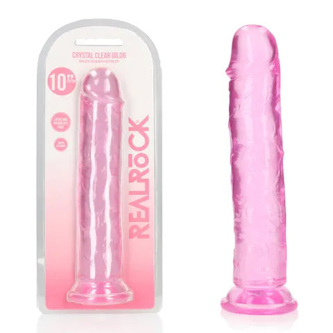 Shots Toys | REALROCK Crystal Clear 10" Straight Dildo No Balls - Pink