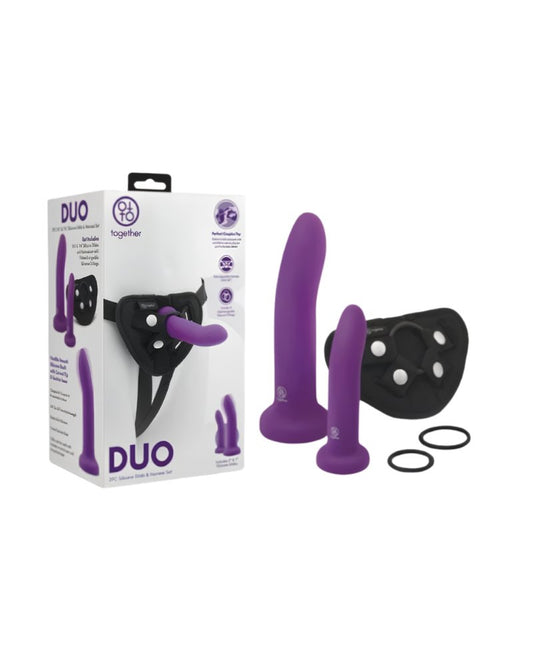 Electric EEL | Together Duo 2pc 5.5” & 7.75” Silicone Dildo & Harness Set