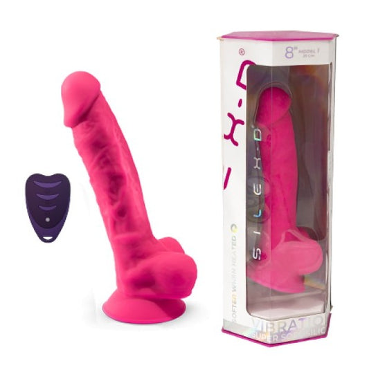 Adrien Lastic Silexd 8" Model 1 Realistic Silicone Dildo with Vibration - Pink