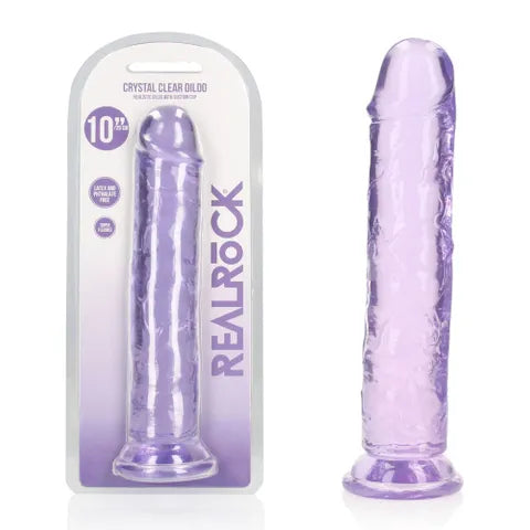 Shots Toys | REALROCK Crystal Clear 10" Straight Dildo No Balls - Purple