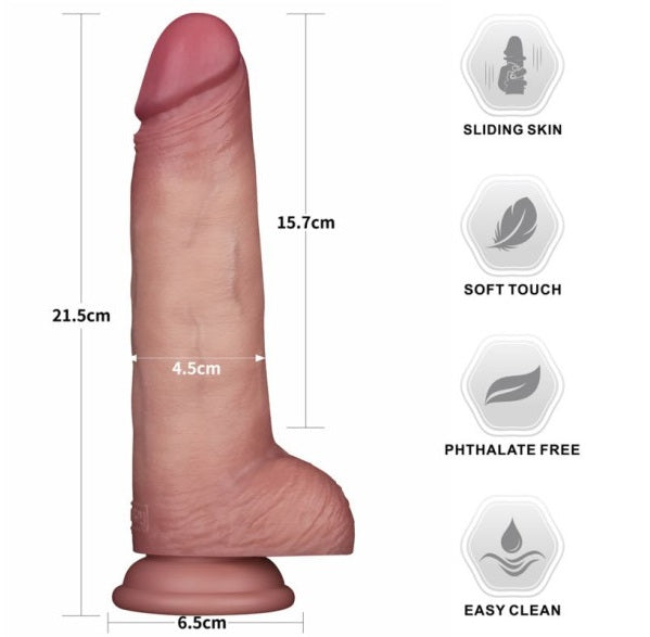 Lovetoy Sliding Skin Pro Dual Layer Silicone Dong Dildo 8.5"