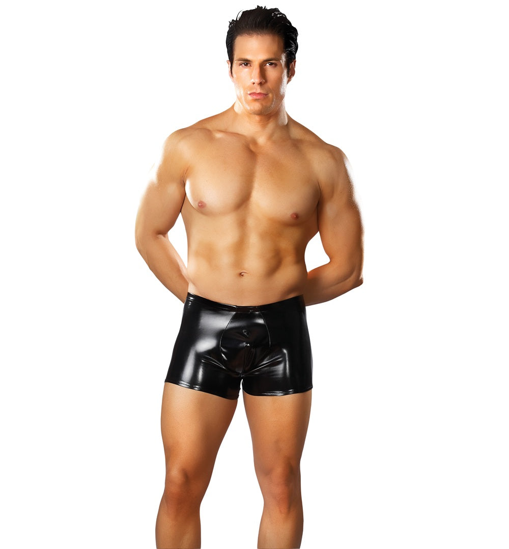 Male Power Pouch Short Wet Look Black Size S