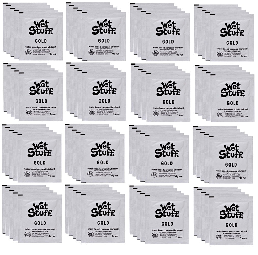 Wet Stuff Gold Water Based Lubricant Travel 4g 1/5/10/15/20/25/50/100/1000 Sachets