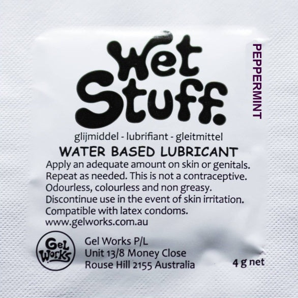 Wet Stuff Peppermint Water Based Lubricant Sample Travel Sachets 4g (100 Pack)
