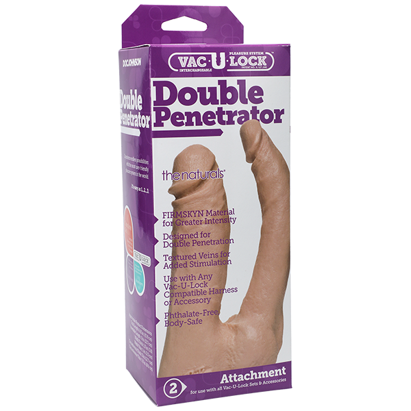 Doc Johnson Vac-U-Lock Attachment - Natural Double Penetrator Dildo