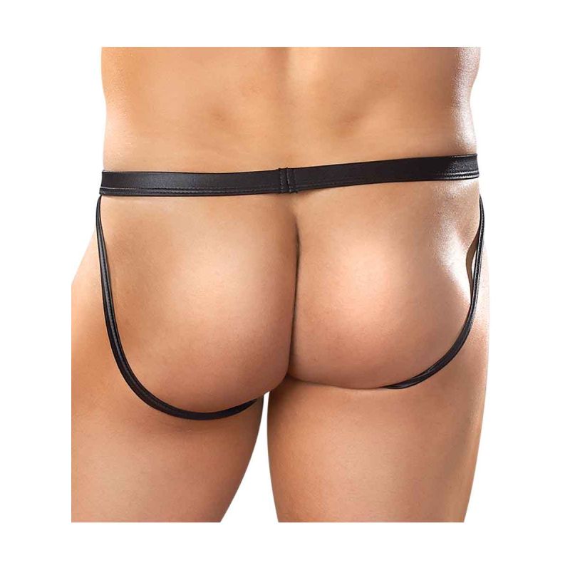 Male Power Jock Wet Look Black Size S/M or L/XL