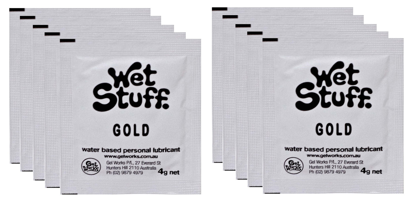 Wet Stuff Gold Water Based Lubricant Travel 4g 1/5/10/15/20/25/50/100/1000 Sachets