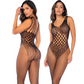 Mapale Leopard Fishnet Bodystocking Black Size OS
