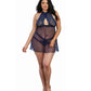 Dreamgirl Plus Size Stretch Lace and Mesh Babydoll with Matching Panty Size Queen