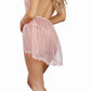 Dreamgirl Halter Plunge Lace Teddy with Attached Flyaway Skirt Pink Champagne Size OS