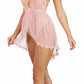 Dreamgirl Halter Plunge Lace Teddy with Attached Flyaway Skirt Pink Champagne Size OS