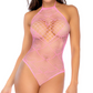 Mapale Heart Fishnet Bodysuit Pink Size OS