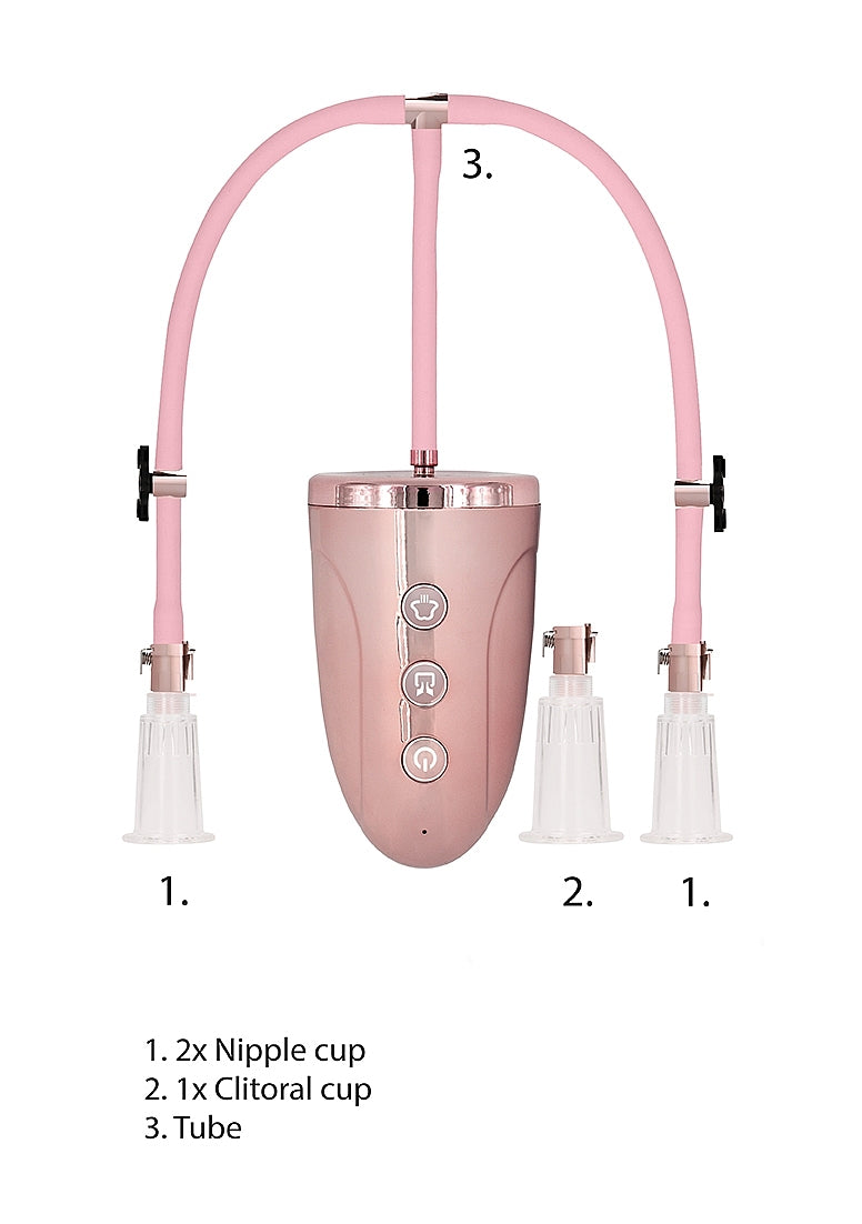 Shots Toys | PUMPED Automatic Rechargeable Clitoral and Nipple Pump Set Pink Medium