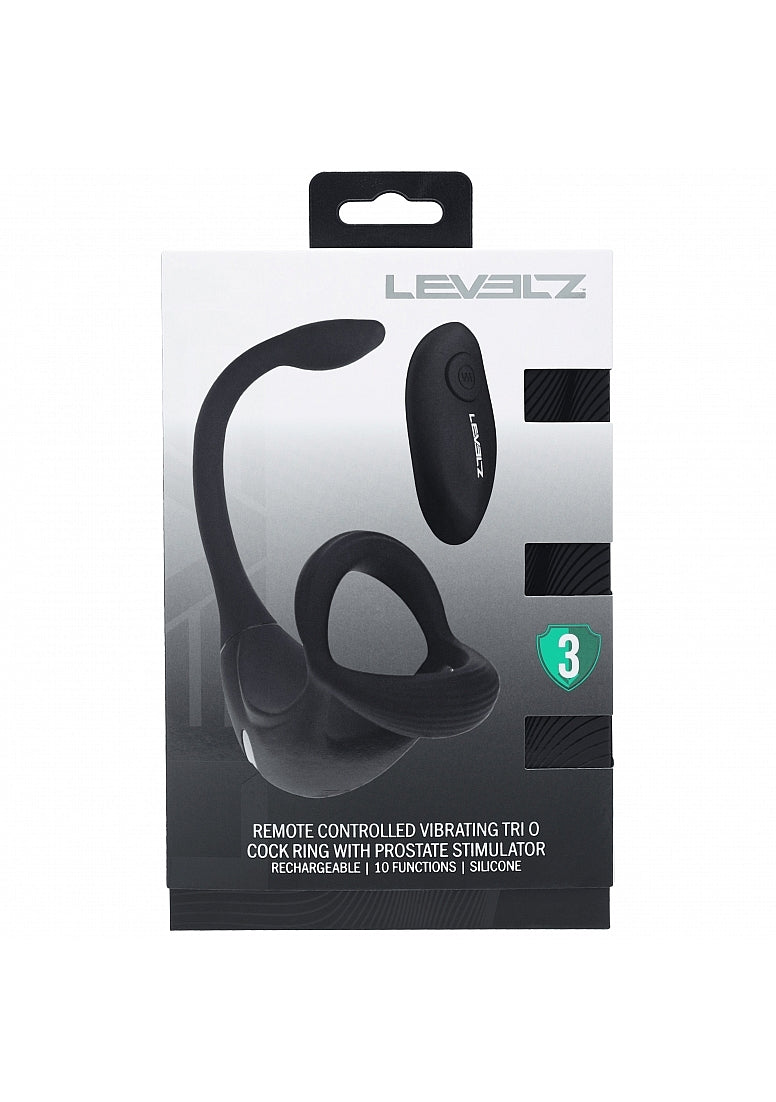 Shots Toys | LEVELZ - Remote Control Vibrating Silicone Tri O Cock Ring with Prostate Stimulator - Black