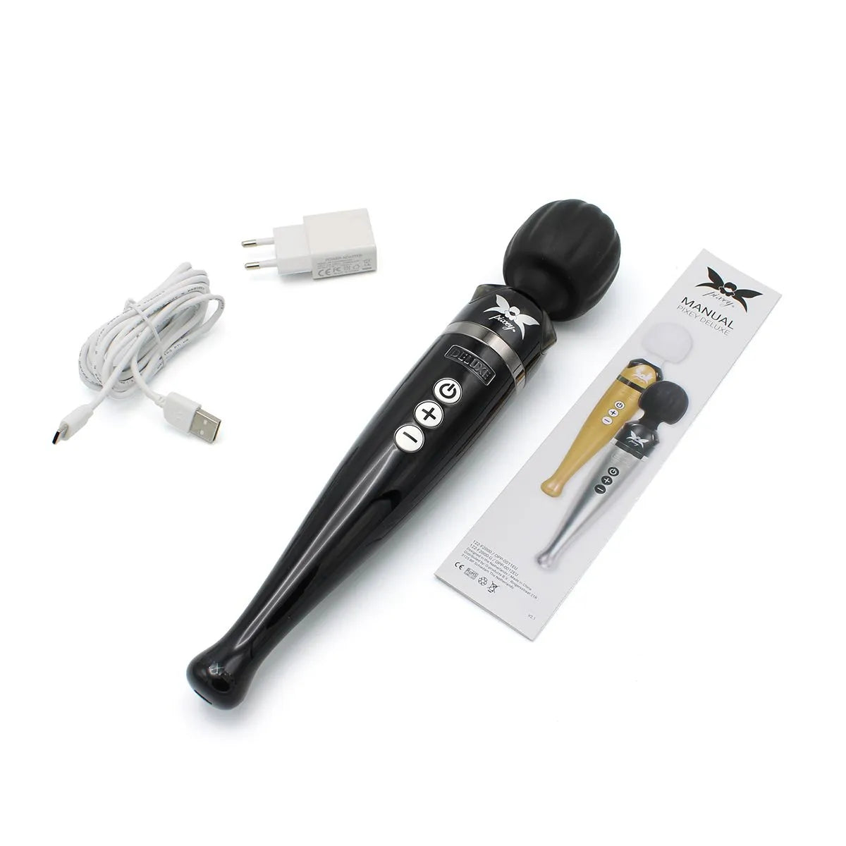 O-Products | Pixey Deluxe Massage Wand Vibrator - Black Chrome