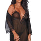 Dreamgirl Lingerie Robe & Chemise Black Size L