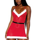 Dreamgirl Stretch Mesh Santa Chemise with Satin Elastic Belt Lipstick Red Size OS