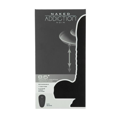 Naked Addiction 8.6” Silicone Rotating & Thrusting Vibrating Dildo with Remote - Noir