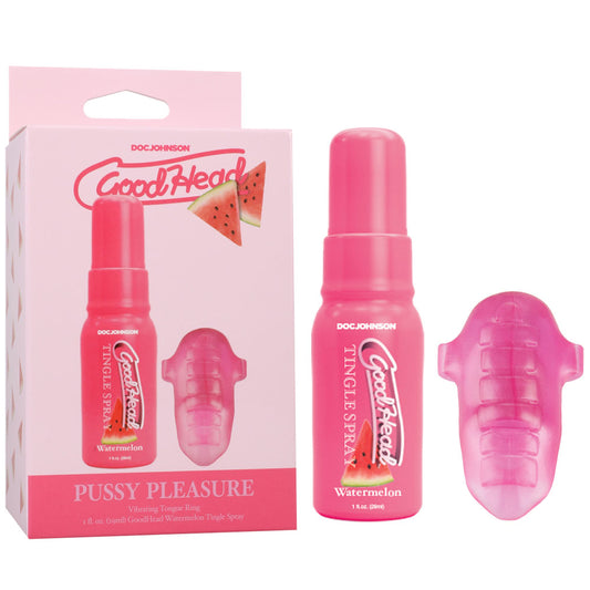 GoodHead - Pussy Pleasure Party Kit - Vibrating Tongue Ring + Watermelon Tingle Spray