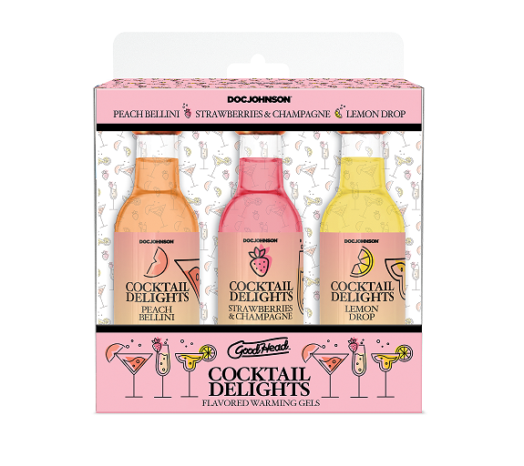 Doc Johnson GoodHead - Cocktail Delights - Peach Bellini, Strawberries & Champagne, Lemon Drop - 3 Pack