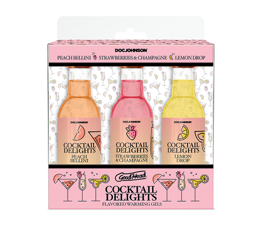 Doc Johnson GoodHead - Cocktail Delights - Peach Bellini, Strawberries & Champagne, Lemon Drop - 3 Pack