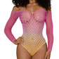 DreamGirl Fishnet Off The Shoulder Ombre Bodysuit Size OS