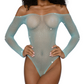 DreamGirl Rhinestone Off Shoulder Bodysuit Blue Size OS