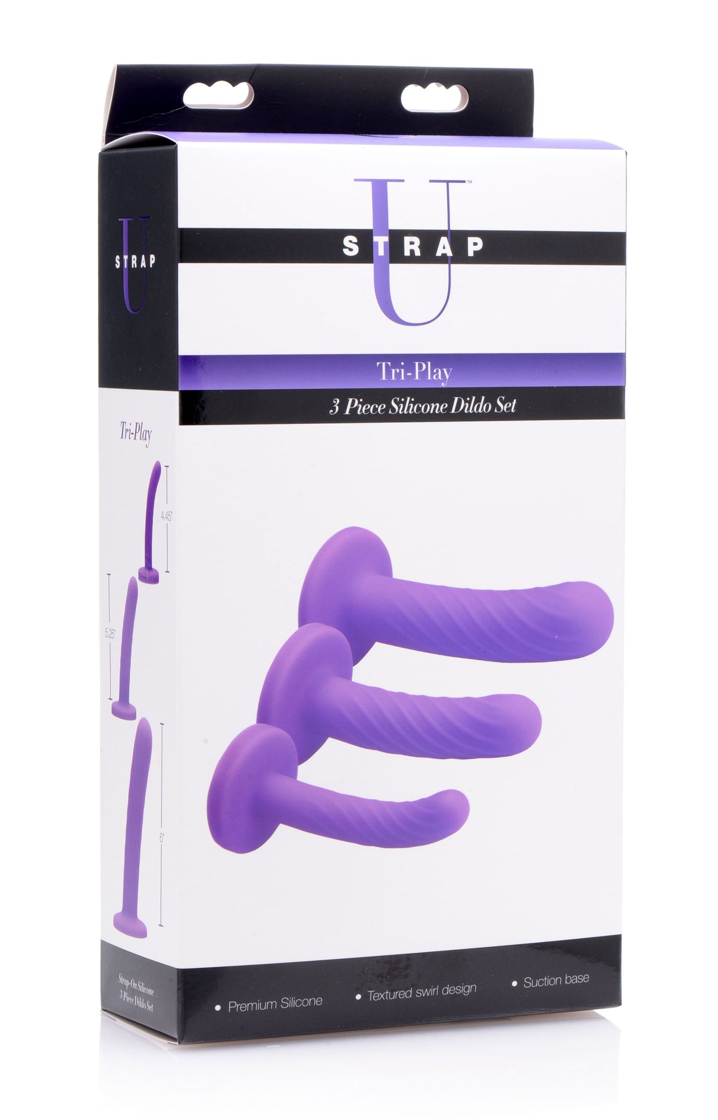 Strap U Tri-Play 3 Pc Purple Silicone Dildo Set
