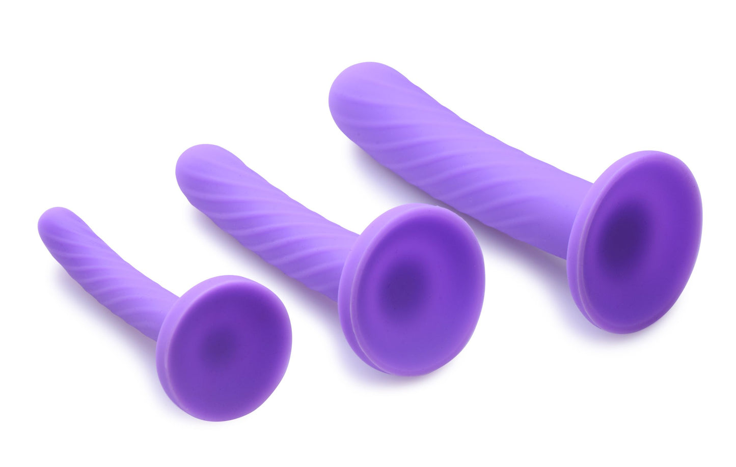 Strap U Tri-Play 3 Pc Purple Silicone Dildo Set