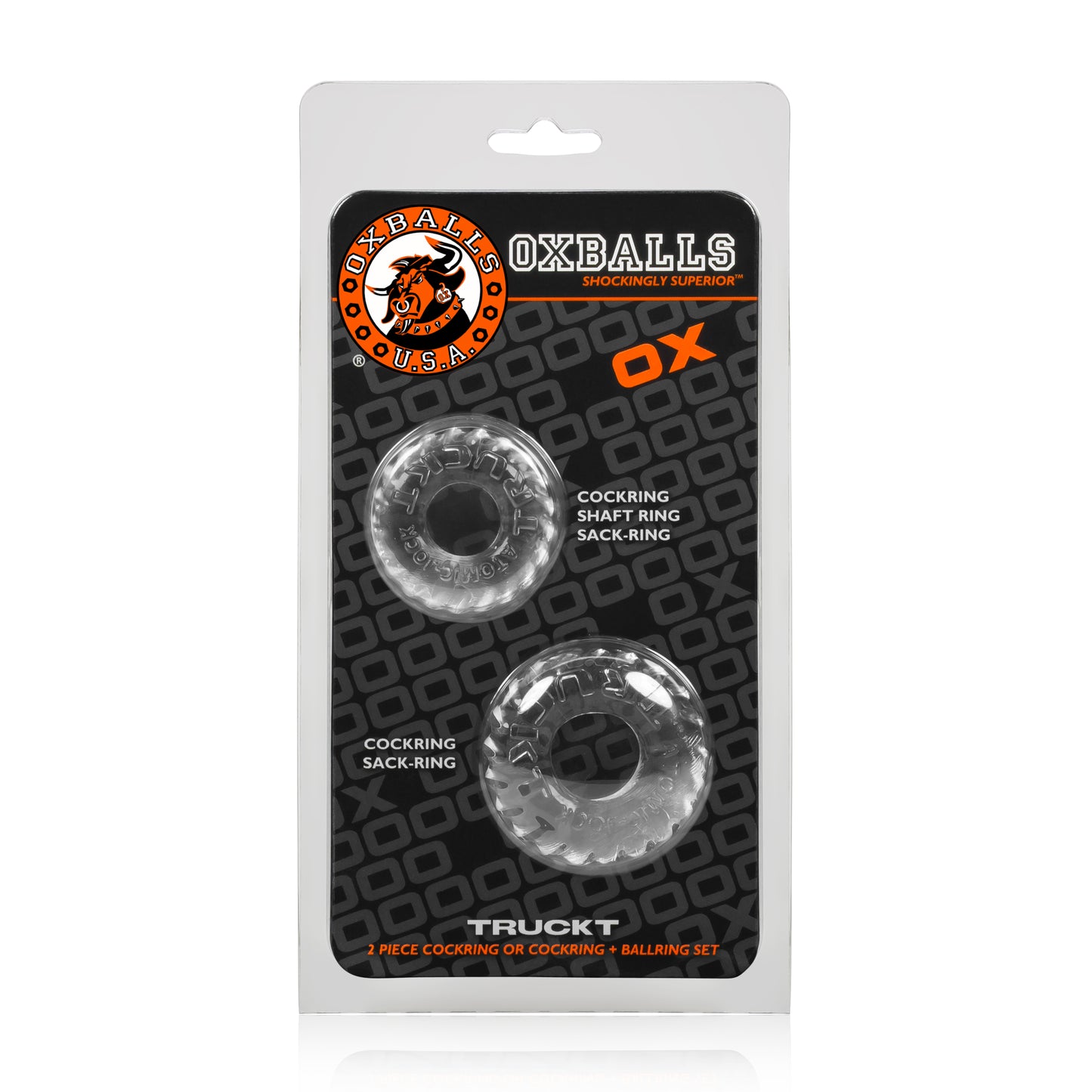 OxBalls Truckt 2 Pc Stretchy Cock Ring Cockring Set Clear