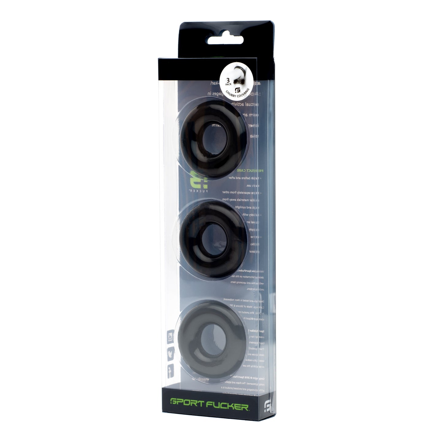 Sport Fucker Chubby Cock Ring 3 Pack Black