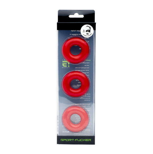 Sport Fucker Chubby Cock Ring 3 Pack Red