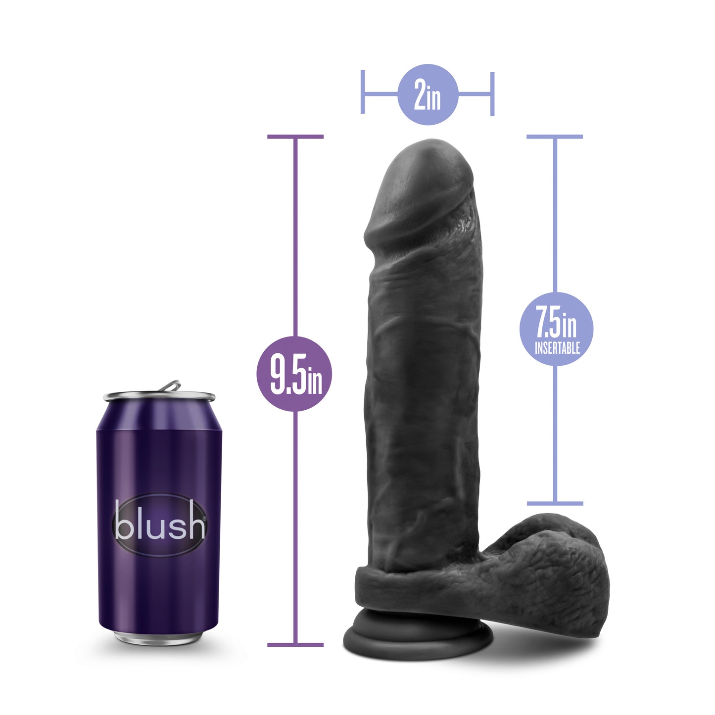 Blush Novelties Au Naturel Bold Massive 9" inches Dildo Black