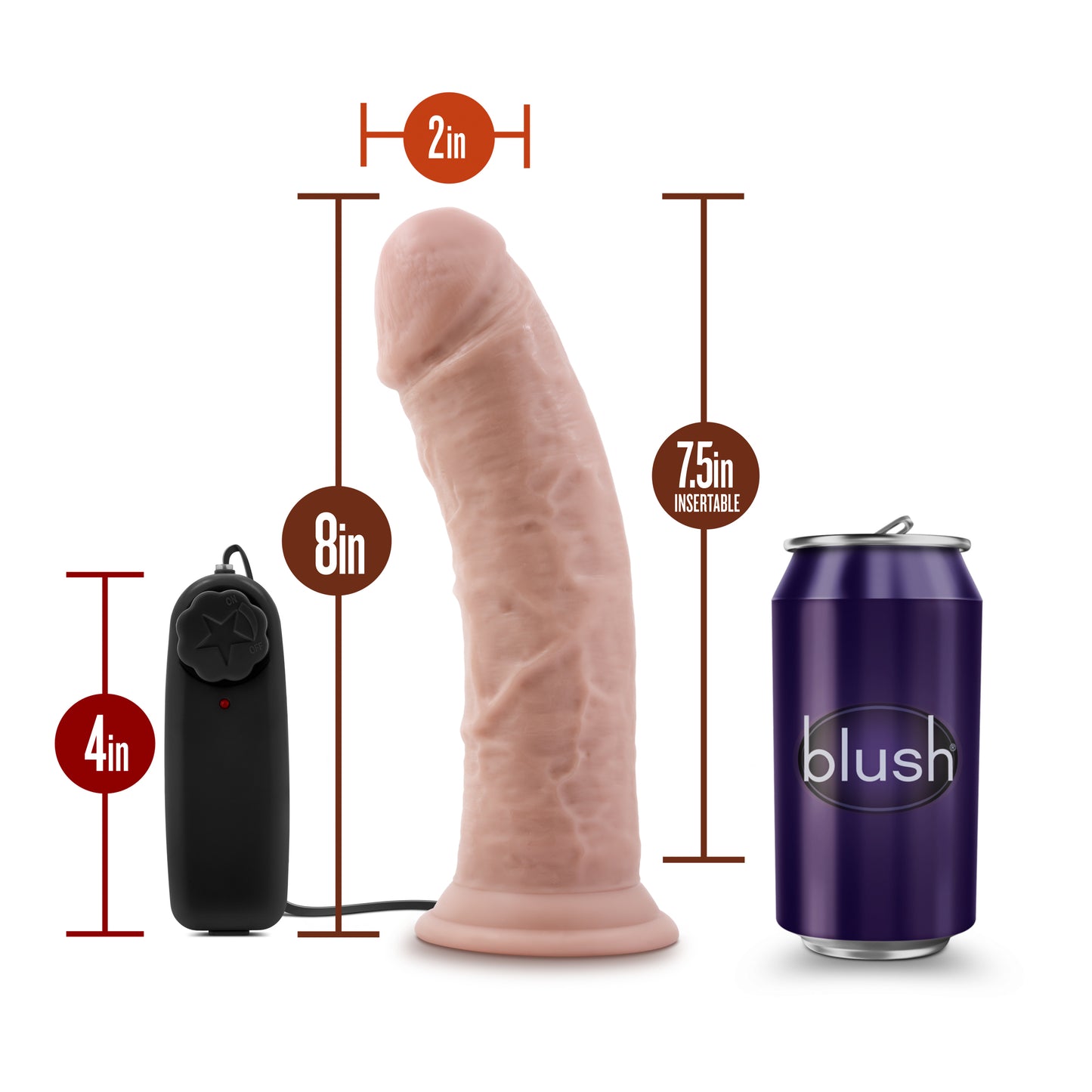 Dr Skin | Dr Joe 8" Vibrating Cock with Suction Cup Vanilla