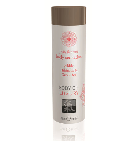 Shiatsu Luxury Body Massage Oil Edible Hibiskus and Green Tea 75ml