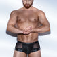 Noir Power Wetlook Shorts With Tulle And Eco Leather Black Size M