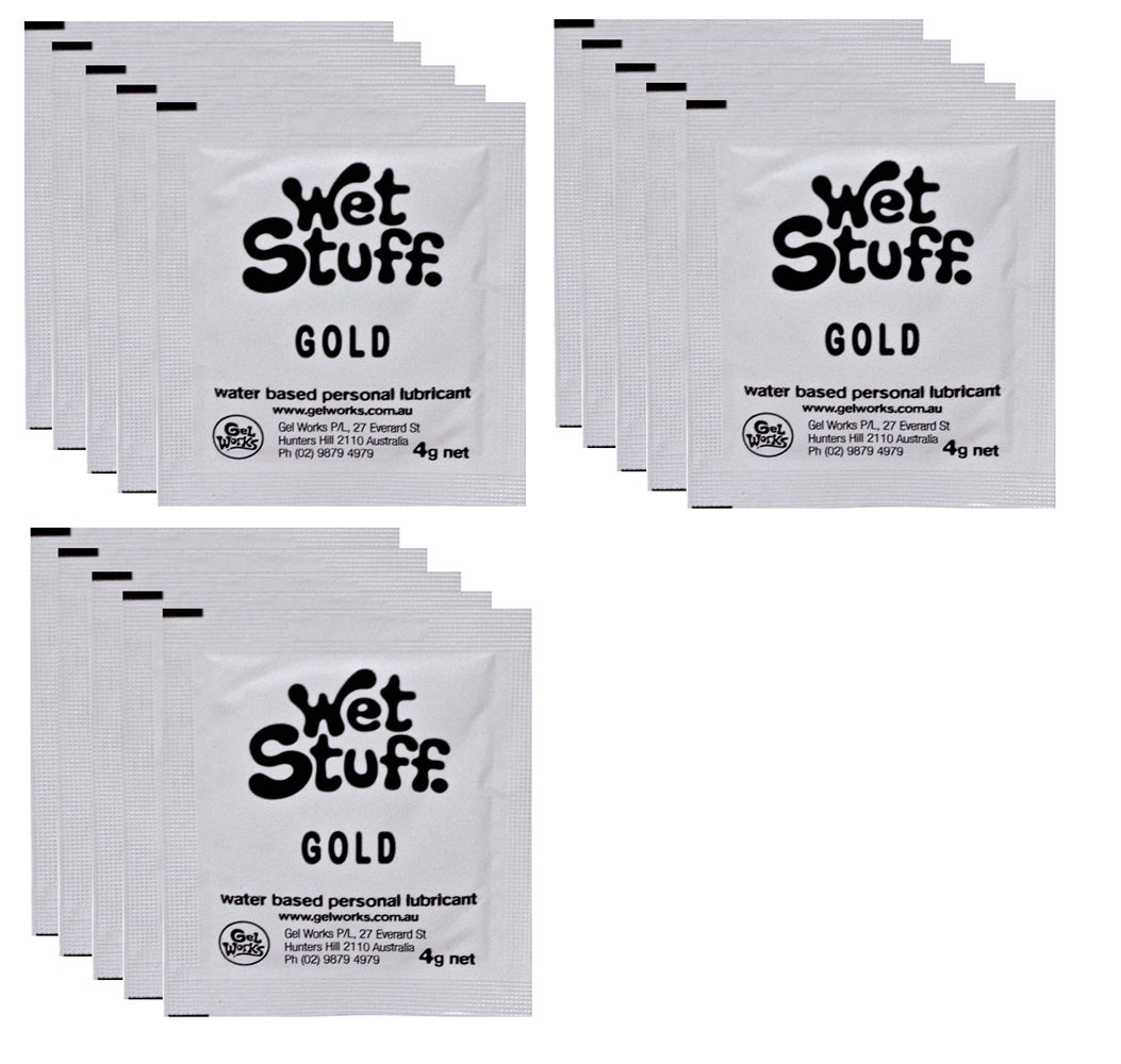 Wet Stuff Gold Water Based Lubricant Travel 4g 1/5/10/15/20/25/50/100/1000 Sachets