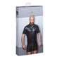 Noir Wetlook Sexy Elegant Mens Collared Shirt w Front Pockets Size S/M/L/XL