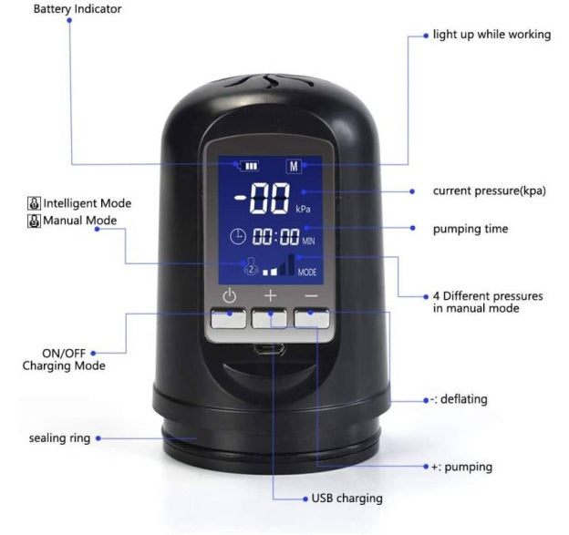 Daytona Luxury USB LCD Auto-Pump Penis Clear