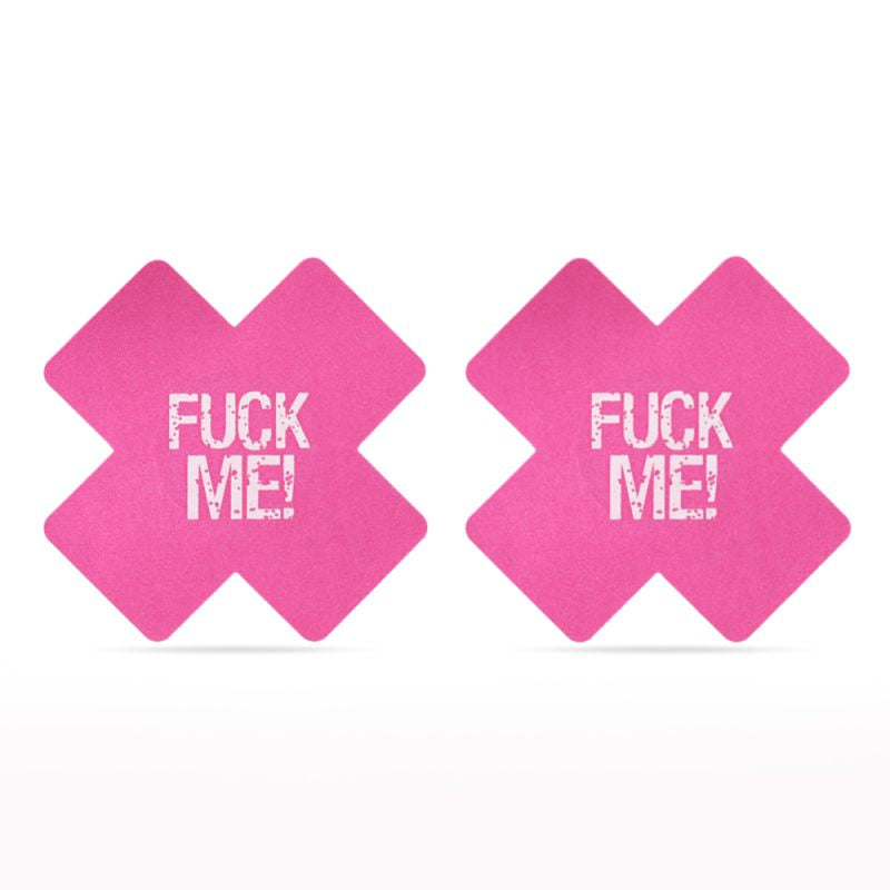 Lovetoy Lace FUCK ME Cross Pattern Nipple Pasties Twin Pack