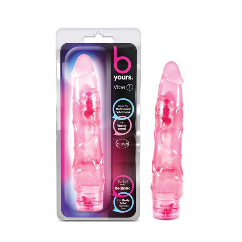 Blush Novelties B Yours Vibe No 1 Pink 9" inches Vibrator with Veins and Twist