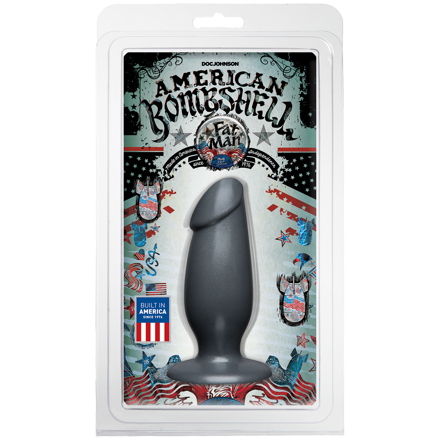 Doc Johnson American Bombshell Fat Man 7" Anal Plug Gun Metal