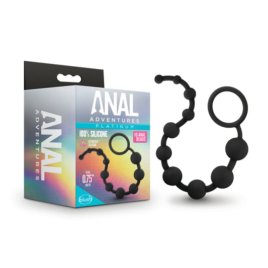 Blush Novelties | Anal Adventures Platinum Silicone 10 - Black 31.7cm Anal Beads